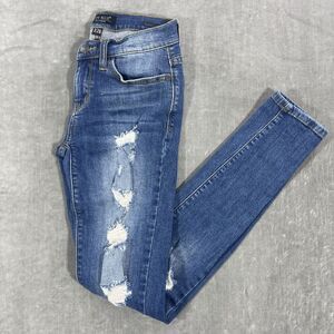 Judy Blue Women 3 / 26 Blue‎ Skinny Fit Distressed Denim Fray Hem Jeans